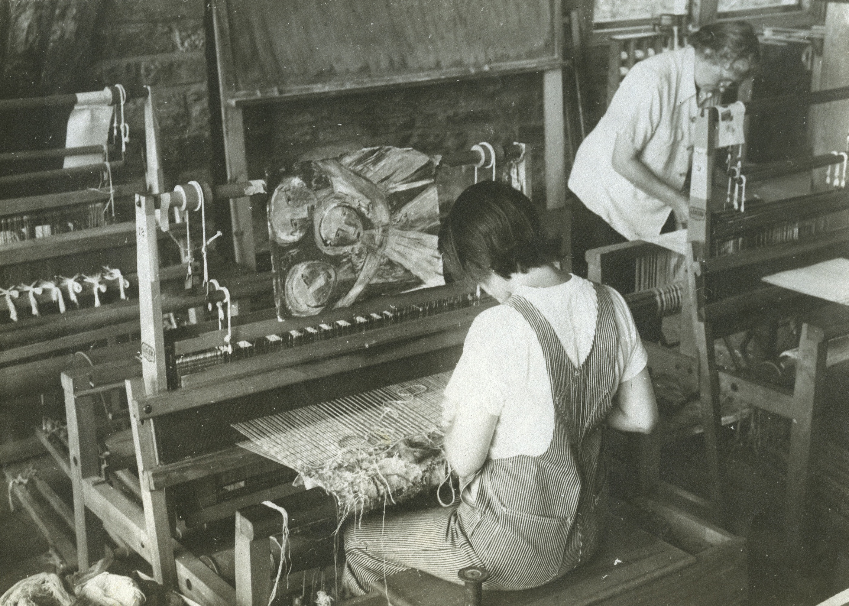 At the loom, Penland School of Crafts, NC, 1954